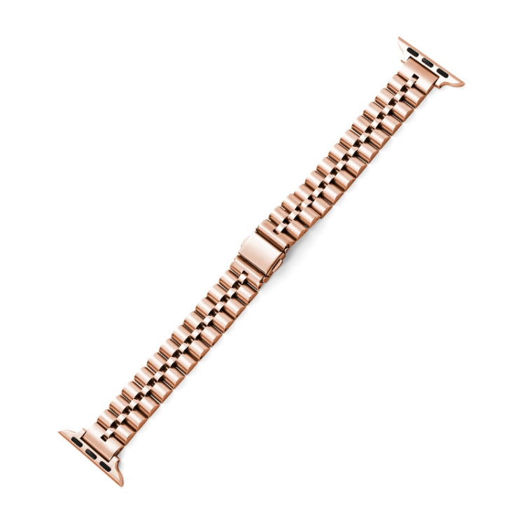 Half-Round Three-Bead Metal Watch Band For Apple Watch Ultra 49mm&Watch Ultra 2 49mm / Series 9&8&7 45mm / SE 3&SE 2&6&SE&5&4 44mm / 3&2&1 42mm(Rose Gold) by bashfashion