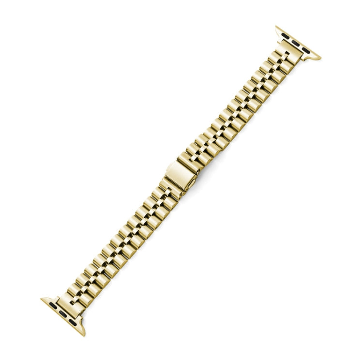Half-Round Three-Bead Metal Watch Band For Apple Watch Ultra 49mm&Watch Ultra 2 49mm / Series 9&8&7 45mm / SE 3&SE 2&6&SE&5&4 44mm / 3&2&1 42mm(Gold) by bashfashion