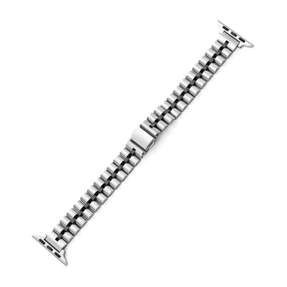 Half-Round Three-Bead Metal Watch Band For Apple Watch Ultra 49mm&Watch Ultra 2 49mm / Series 9&8&7 45mm / SE 3&SE 2&6&SE&5&4 44mm / 3&2&1 42mm(Silver+Black) by bashfashion