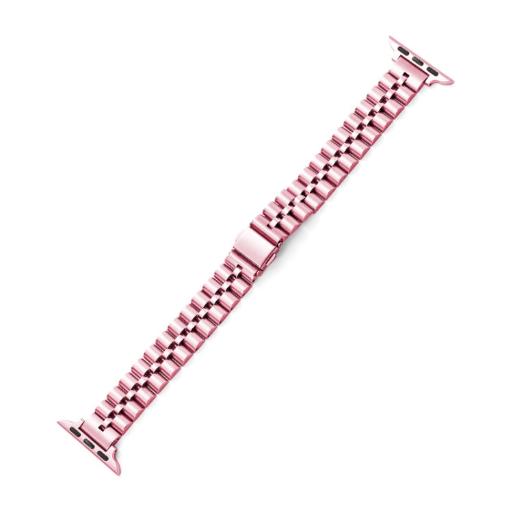 Half-Round Three-Bead Metal Watch Band For Apple Watch Ultra 49mm&Watch Ultra 2 49mm / Series 9&8&7 45mm / SE 3&SE 2&6&SE&5&4 44mm / 3&2&1 42mm(Pink) by bashfashion