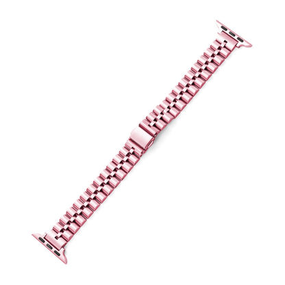 Half-Round Three-Bead Metal Watch Band For Apple Watch Ultra 49mm&Watch Ultra 2 49mm / Series 9&8&7 45mm / SE 3&SE 2&6&SE&5&4 44mm / 3&2&1 42mm(Pink) by bashfashion