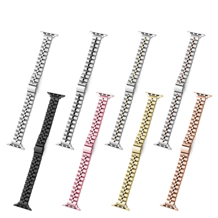 Half-Round Three-Bead Metal Watch Band For Apple Watch Ultra 49mm&Watch Ultra 2 49mm / Series 9&8&7 45mm / SE 3&SE 2&6&SE&5&4 44mm / 3&2&1 42mm(Silver+Black) by bashfashion