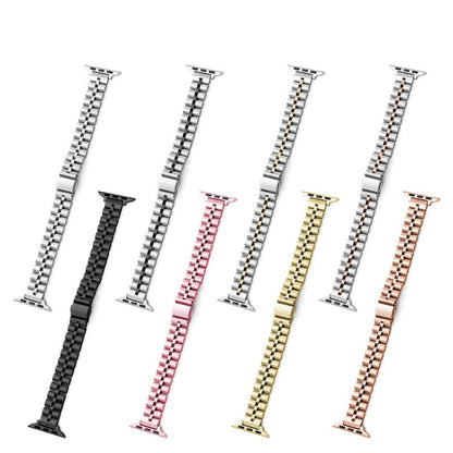 Half-Round Three-Bead Metal Watch Band For Apple Watch Ultra 49mm&Watch Ultra 2 49mm / Series 9&8&7 45mm / SE 3&SE 2&6&SE&5&4 44mm / 3&2&1 42mm(Silver+Black) by bashfashion