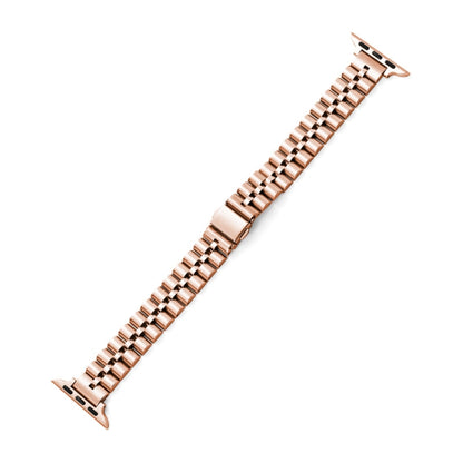 Half-Round Three-Bead Metal Watch Band For Apple Watch Series 9&8&7 41mm / SE 3&SE 2&6&SE&5&4 40mm / 3&2&1 38mm(Rose Gold) by bashfashion