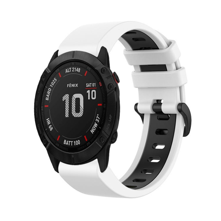 For Garmin Fenix 6X Pro 26mm Silicone Sports Two-Color Watch Band(White+Black) by bashfashion