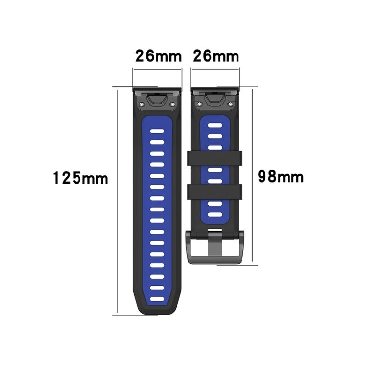 For Garmin Fenix 6X Pro 26mm Silicone Sports Two-Color Watch Band(White+Black) by bashfashion