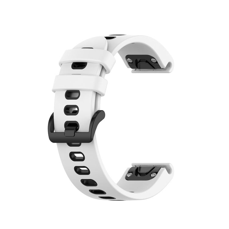 For Garmin Fenix 5X 26mm Silicone Sports Two-Color Watch Band(White+Black) by bashfashion