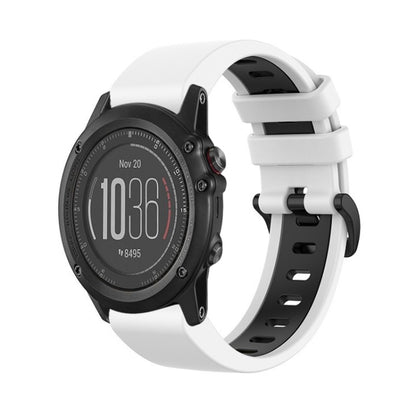 For Garmin Fenix 3 26mm Silicone Sports Two-Color Watch Band(White+Black) by bashfashion