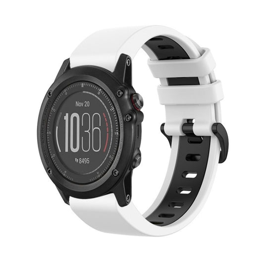For Garmin Fenix 3 HR 26mm Silicone Sports Two-Color Watch Band(White+Black) by bashfashion