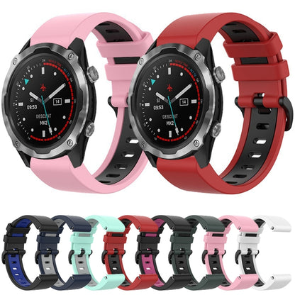 For Garmin Descent MK2 26mm Silicone Sports Two-Color Watch Band(White+Black) by bashfashion