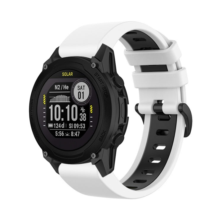 For Garmin Descent G1 22mm Silicone Sports Two-Color Watch Band(White+Black) by bashfashion