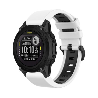 For Garmin Descent G1 22mm Silicone Sports Two-Color Watch Band(White+Black) by bashfashion