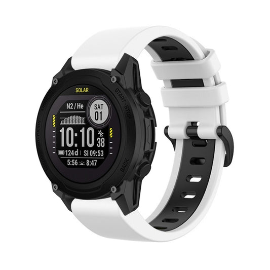 For Garmin Descent G1 22mm Silicone Sports Two-Color Watch Band(White+Black) by bashfashion