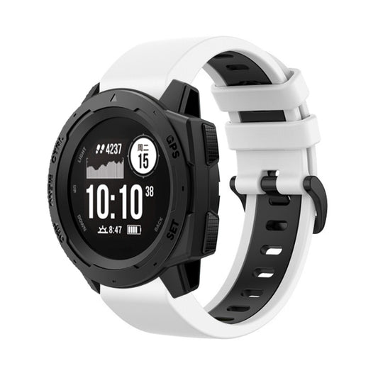 For Garmin Instinct 22mm Silicone Sports Two-Color Watch Band(White+Black) by bashfashion