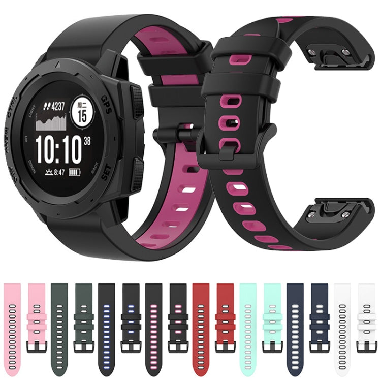 For Garmin Instinct 22mm Silicone Sports Two-Color Watch Band(White+Black) by bashfashion