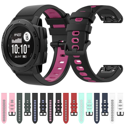 For Garmin Instinct 22mm Silicone Sports Two-Color Watch Band(White+Black) by bashfashion