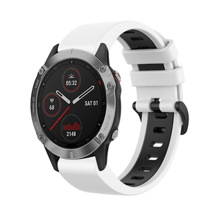 For Garmin Fenix 6 22mm Silicone Sports Two-Color Watch Band(White+Black) by bashfashion