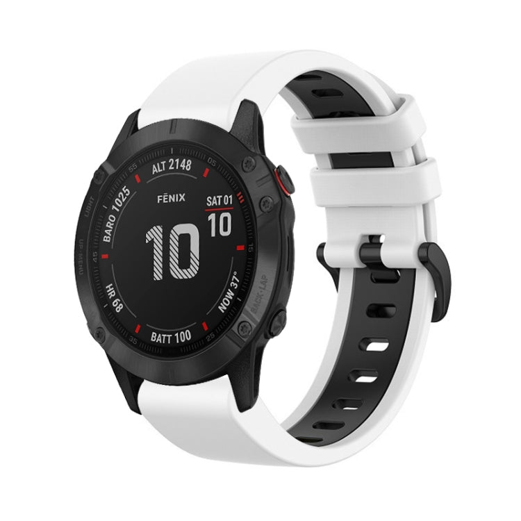 For Garmin Fenix 6 Pro 22mm Silicone Sports Two-Color Watch Band(White+Black) by bashfashion