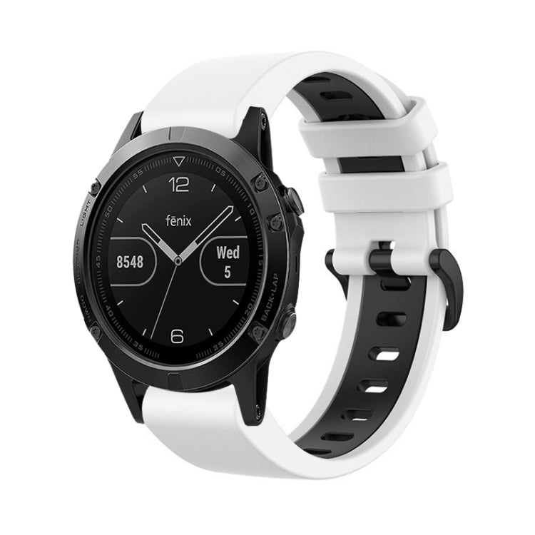 For Garmin Fenix 5 22mm Silicone Sports Two-Color Watch Band(White+Black) by bashfashion