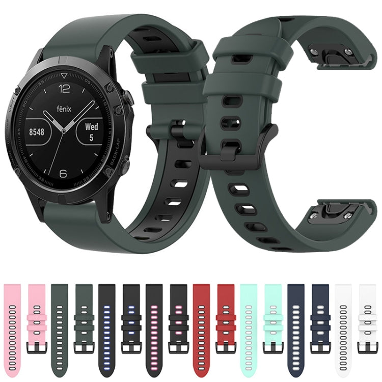 For Garmin Fenix 5 22mm Silicone Sports Two-Color Watch Band(White+Black) by bashfashion