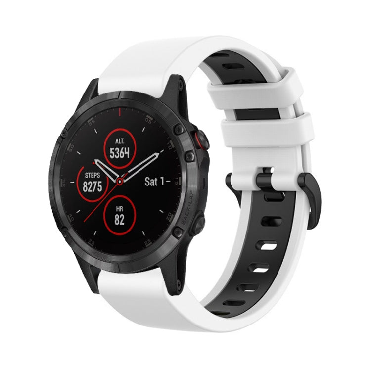 For Garmin Fenix 5 Plus 22mm Silicone Sports Two-Color Watch Band(White+Black) by bashfashion