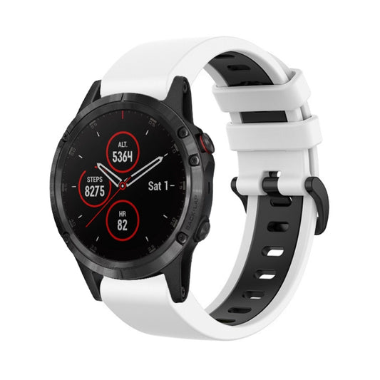 For Garmin Fenix 5 Plus 22mm Silicone Sports Two-Color Watch Band(White+Black) by bashfashion