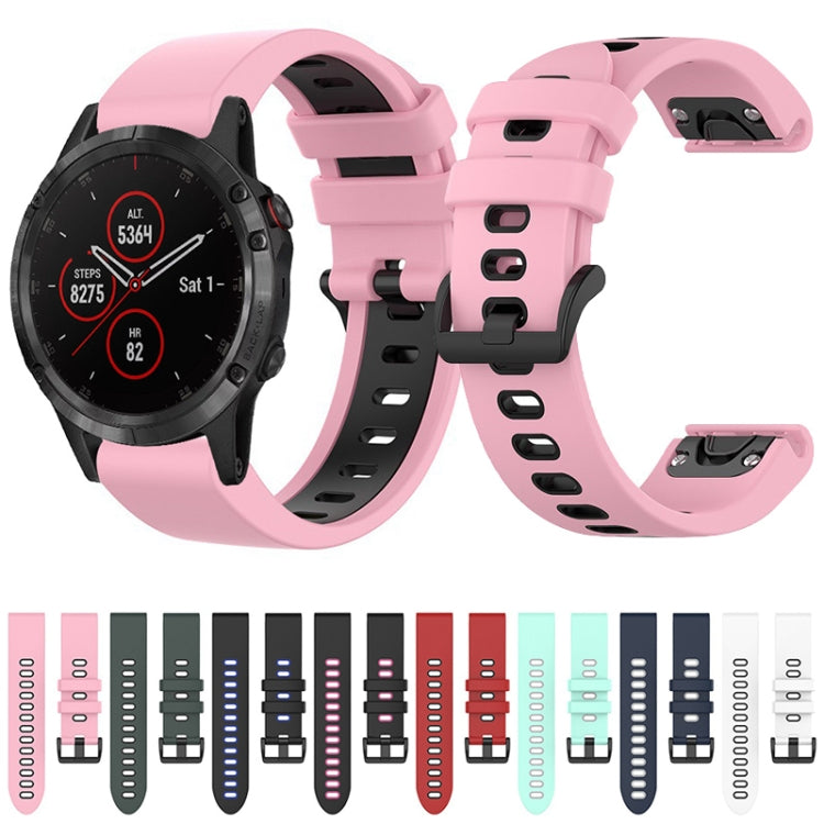 For Garmin Fenix 5 Plus 22mm Silicone Sports Two-Color Watch Band(White+Black) by bashfashion