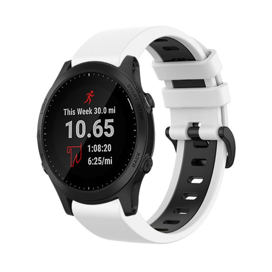 For Garmin Forerunner 945 22mm Silicone Sports Two-Color Watch Band(White+Black) by bashfashion