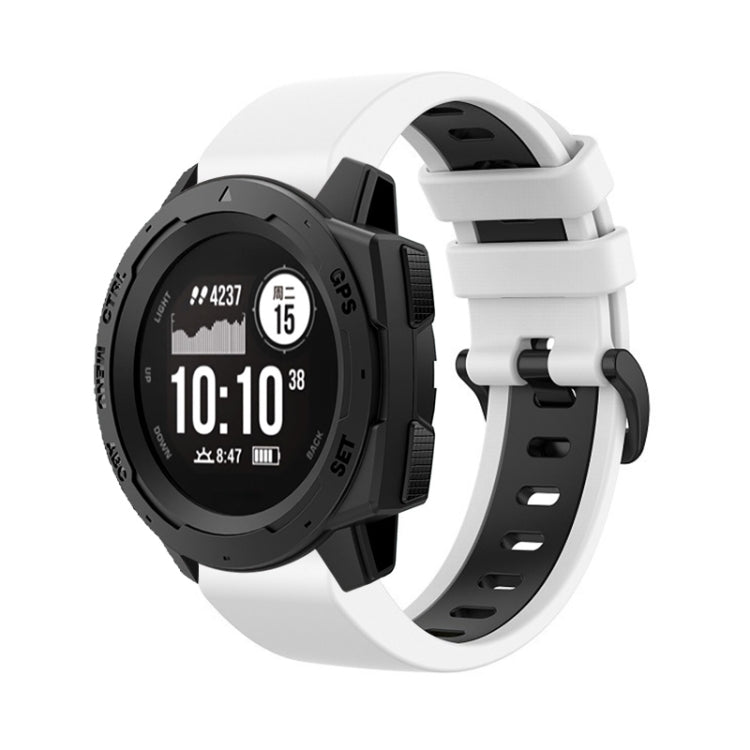For Garmin Instinct 2S 22mm Silicone Sports Two-Color Watch Band(White+Black) by bashfashion