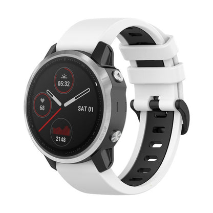 For Garmin Fenix 6S 22mm Silicone Sports Two-Color Watch Band(White+Black) by bashfashion