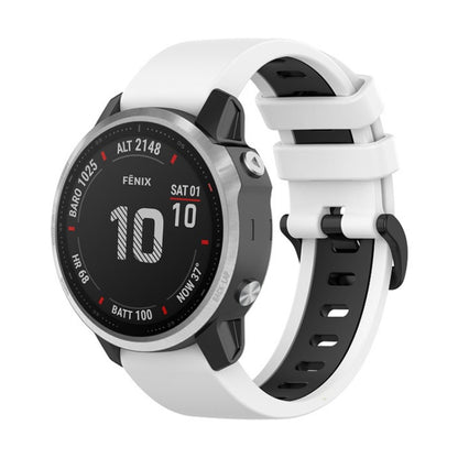 For Garmin Fenix 6S Pro 22mm Silicone Sports Two-Color Watch Band(White+Black) by bashfashion