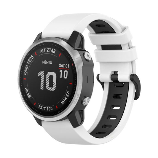 For Garmin Fenix 6S Pro 22mm Silicone Sports Two-Color Watch Band(White+Black) by bashfashion
