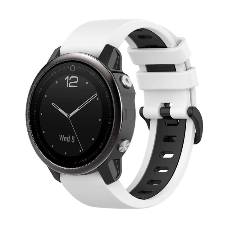 For Garmin Fenix 5S 22mm Silicone Sports Two-Color Watch Band(White+Black) by bashfashion