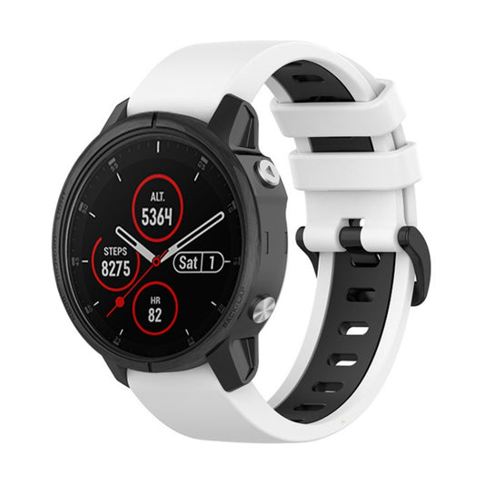 For Garmin Fenix 5S Plus 22mm Silicone Sports Two-Color Watch Band(White+Black) by bashfashion