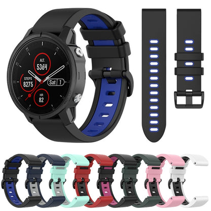 For Garmin Fenix 5S Plus 22mm Silicone Sports Two-Color Watch Band(White+Black) by bashfashion