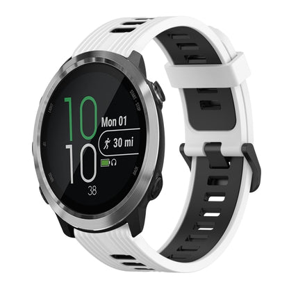 For Garmin Forerunner 645 20mm Vertical Pattern Two-Color Silicone Watch Band(White+Black) by bashfashion