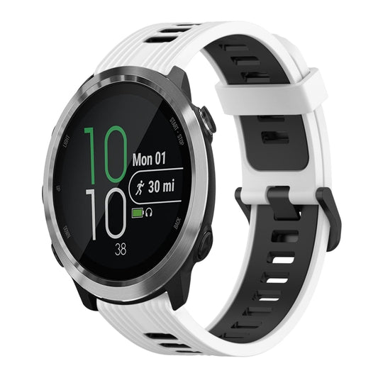 For Garmin Forerunner 645 20mm Vertical Pattern Two-Color Silicone Watch Band(White+Black) by bashfashion
