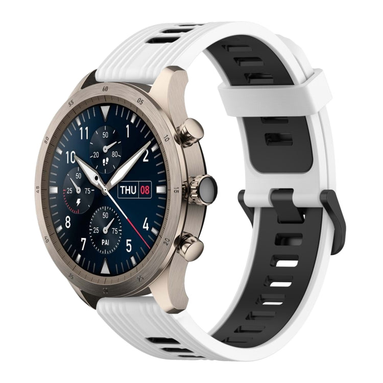 For Amazfit Z 22mm Vertical Pattern Two-Color Silicone Watch Band(White+Black) by bashfashion