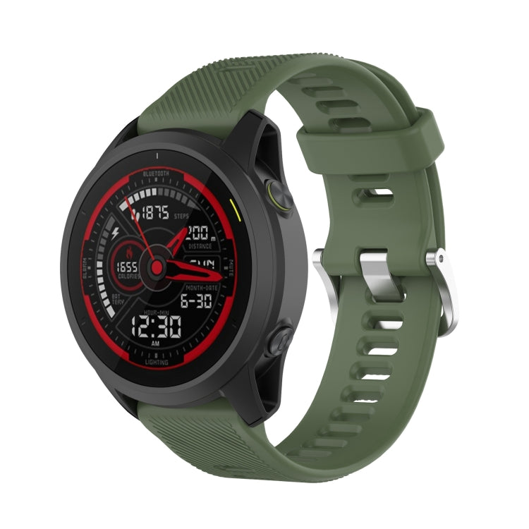 For Garmin Forerunner 745 22mm Twill Solid Color Silicone Watch Band(Dark Green) by bashfashion