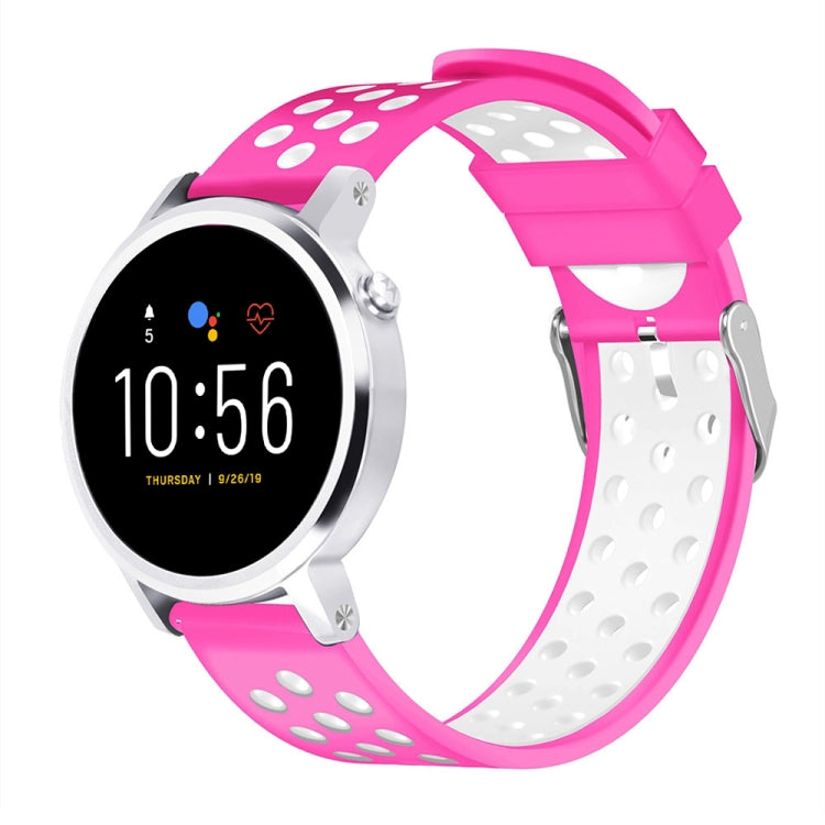 For Fossil Gen 5 Carlyle /Julianna /Garrett /Carlyle HR Dual Color Silicone Watch Band(Rose Red) by bashfashion