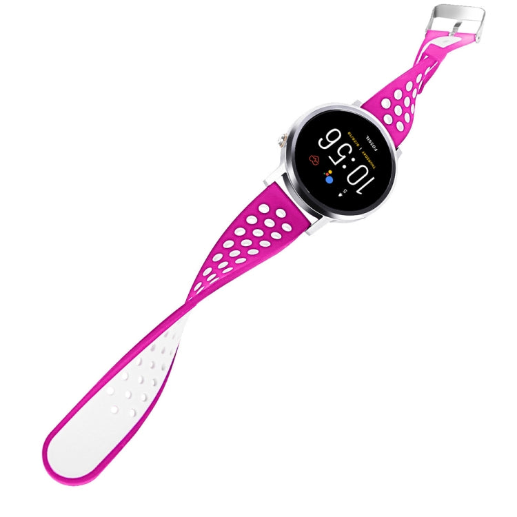 For Fossil Gen 5 Carlyle /Julianna /Garrett /Carlyle HR Dual Color Silicone Watch Band(Rose Red) by bashfashion