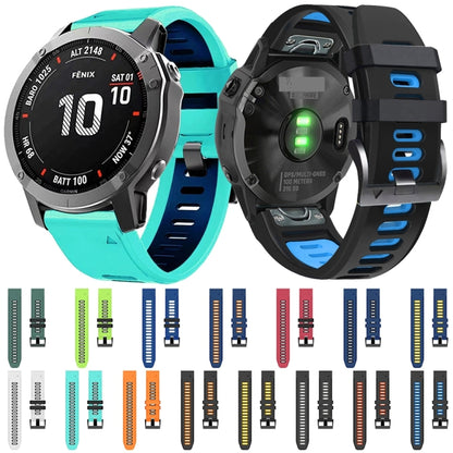 For Garmin Fenix 3 26mm Silicone Sports Two-Color Watch Band(White+Black) by bashfashion