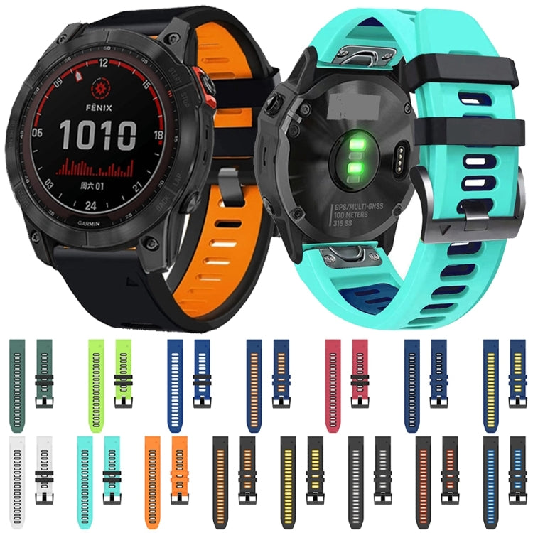 For Garmin Fenix 3 HR 26mm Silicone Sports Two-Color Watch Band(White+Black) by bashfashion