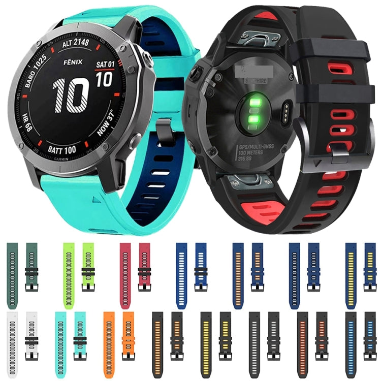 For Garmin Fenix 5 22mm Silicone Sports Two-Color Watch Band(White+Black) by bashfashion