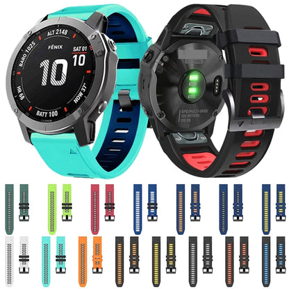 For Garmin Fenix 5 22mm Silicone Sports Two-Color Watch Band(White+Black) by bashfashion