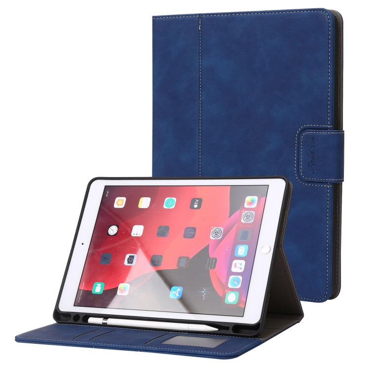 For iPad 10.2 2019 / 2020 / 2021 Calf Texture Horizontal Flip Leather Tablet Case(Dark Blue) by bashfashion
