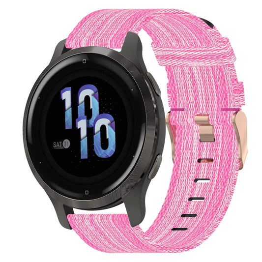 For Garmin Venu 2S 18mm Nylon Woven Watch Band(Pink) by bashfashion