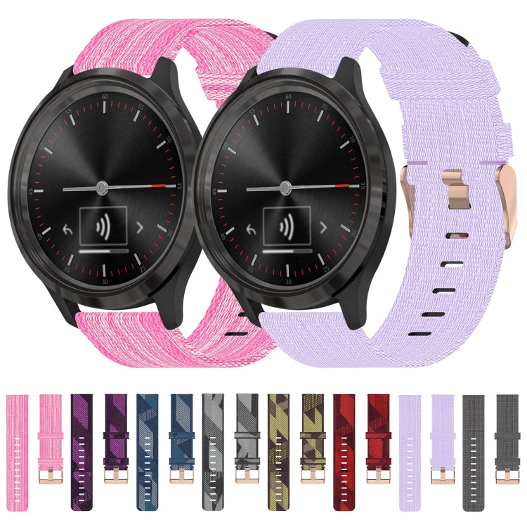 For Garmin Vivomove 3S 18mm Nylon Woven Watch Band(Pink) by bashfashion
