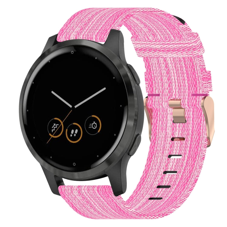 For Garmin Vivoactive 4S 18mm Nylon Woven Watch Band(Pink) by bashfashion