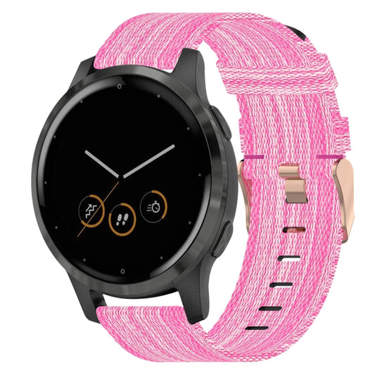 For Garmin Vivoactive 4S 18mm Nylon Woven Watch Band(Pink) by bashfashion